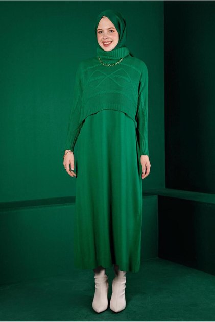 FISHER COLLAR SELF PATTERNED KNITWEAR DRESS 43204