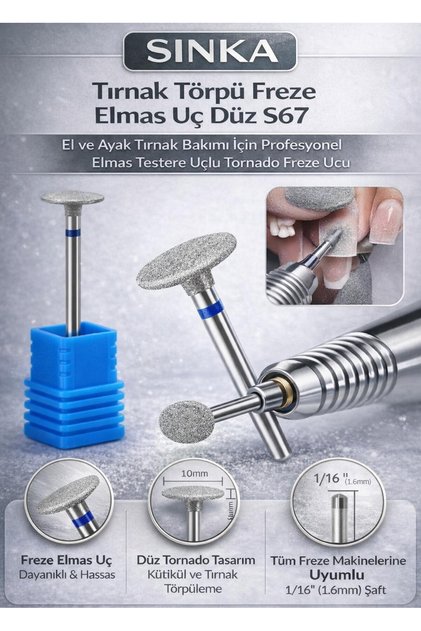 Tırnak Törpü Freze Elmas Uç Düz S67