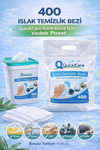 Islak Temizlik Bezi – Beyaz Sabun Kokulu | 400’lü Kare Kova Yedek Poşet