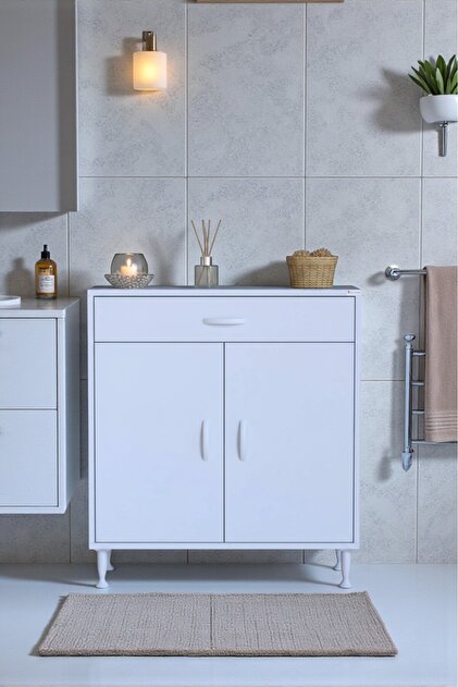 白☆蛇(未出品多数)フォーム Eliusta Fre 75 cm Çok Amaçlı Dolap 1 Raflı Tek Çekmeceli Banyo