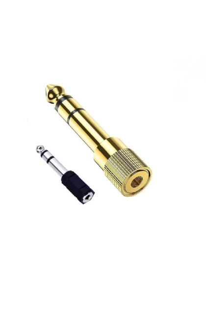 2Pcs 6.3 mm Stereo Male / 3.5 mm Stereo Female Yellow Org Guitar Nail Jack Stereo Female Converter Amplifier