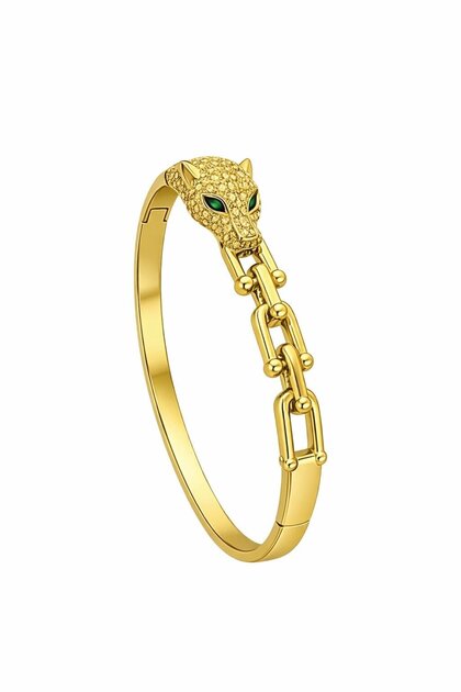 Tiger Handcuff Bracelet-Gold