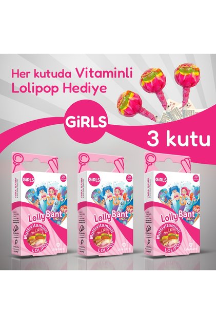 Kız Çocuk Desenli Yarabandı seti Vitaminli Lolipop