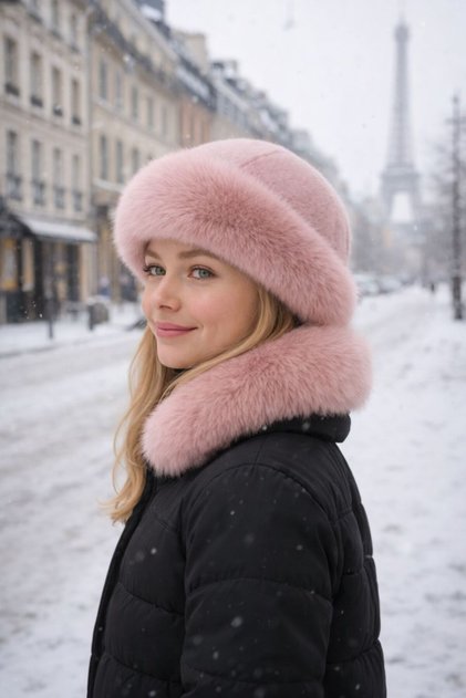 Pink Soft Textured Children's Kalpak Hat 10-15 Years Old