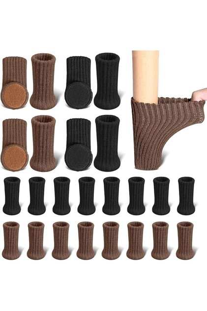 24 قطعة من واقيات أرجل الكراسي، جوارب محبوكة لأرجل الكراسي، جوارب مانعة للانزلاق لمعظم الكراسي المستديرة