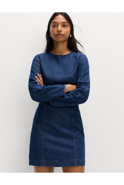 Pamuk Karışımlı Denim Mini Elbise