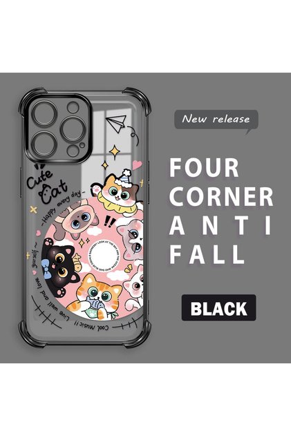 iPhone 14 Pro Max Compatible Sweet Cartoon Cat Transparent Silicone Protective Phone Case