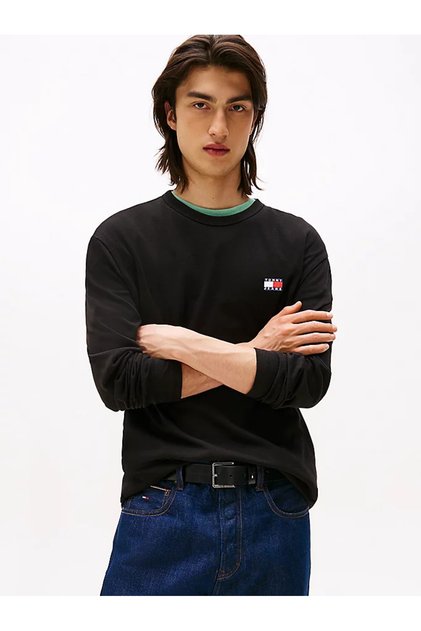Tjm Reg Badge Tee Black Long Sleeve Men's T-Shirt Men