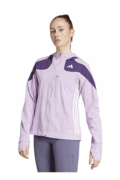 adidas JV7180 ADIZERO JKT W Lila - Mor Dar Düz Kadın Zip Ceket