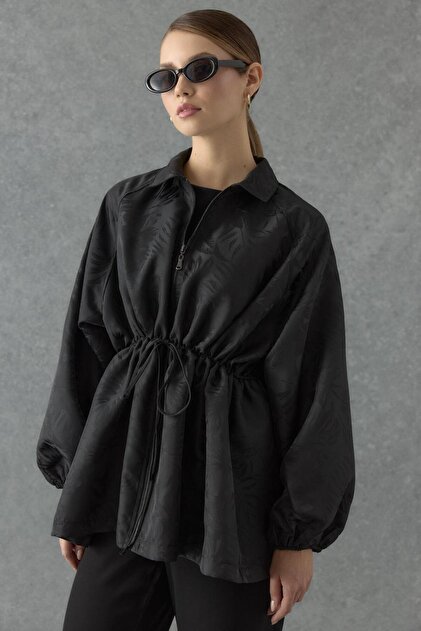 Patterned Jacquard Jacket Black