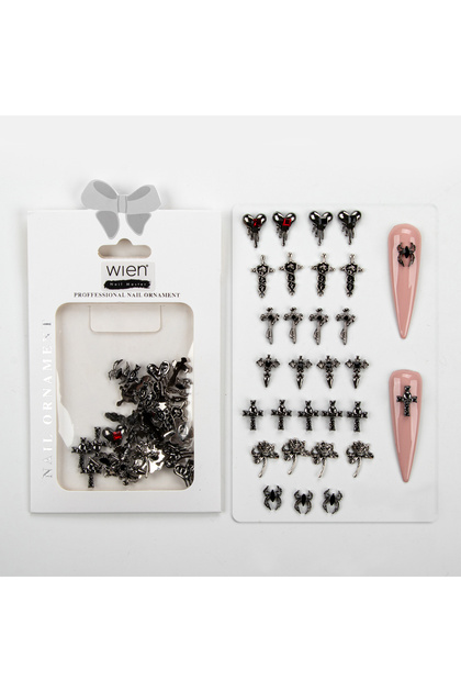 30lu Örümcek ve Haç Gotik Dizayn Metal Tırnak Süsleme Charm Nail Art Charm Taşları WN-501