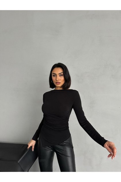 Women's Asymmetrical Cut Drape Detailed Blouse
