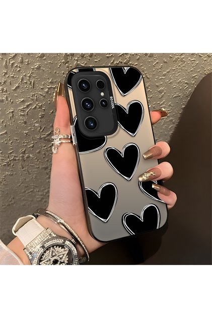 Samsung Galaxy S23 Ultra Compatible Silicone Edge Hard Back Anti-Fall Case Heart Pattern