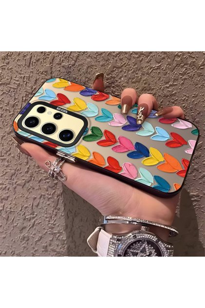 Samsung Galaxy S24 Ultra Compatible Silicone Edge Hard Back Anti-Fall Case Colorful Heart