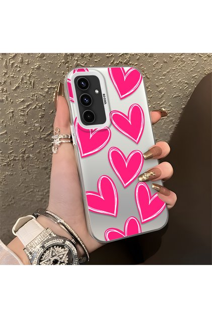 Samsung Galaxy A54 Compatible Silicone Edge Hard Back Anti-Fall Case Heart Pattern