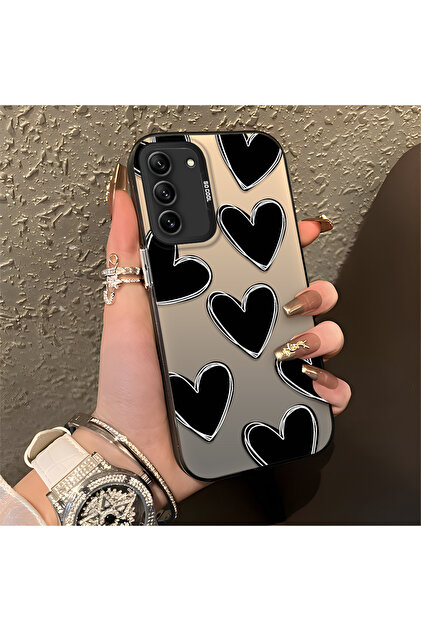 Samsung Galaxy S21 Fe 5g Compatible Silicone Edge Hard Back Anti-Fall Case Heart Pattern