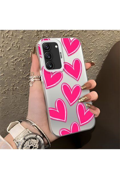 Samsung Galaxy S22 Compatible Silicone Edge Hard Back Anti-Fall Case Heart Pattern
