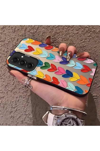 Samsung Galaxy A16 Compatible Silicone Edge Hard Back Anti-Fall Case Colorful Heart