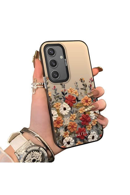 Samsung Galaxy S24 Compatible Silicone Edge Hard Back Anti-Fall Case Beautiful Flower