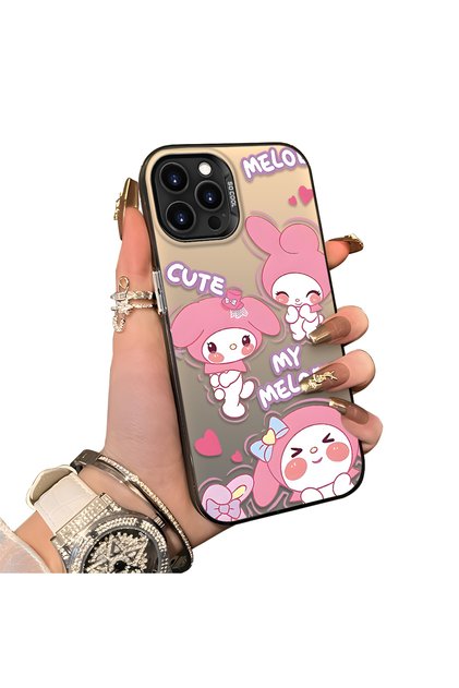 iPhone 16 Pro Max Compatible Protective Silicone Edge Acrylic Back Kuromi Case