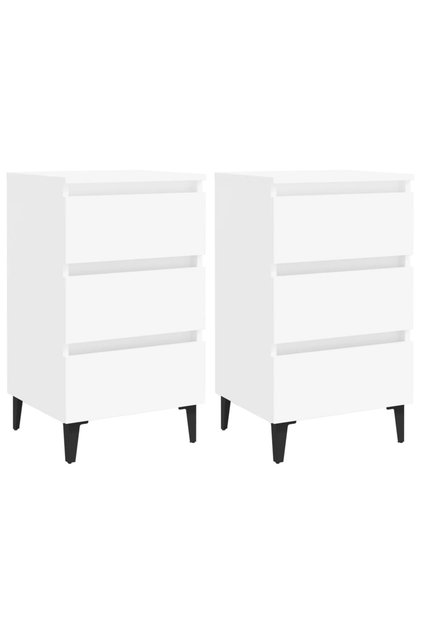 Bed Cabinet with Metal Legs 2 pcs White 40x35x69 cm