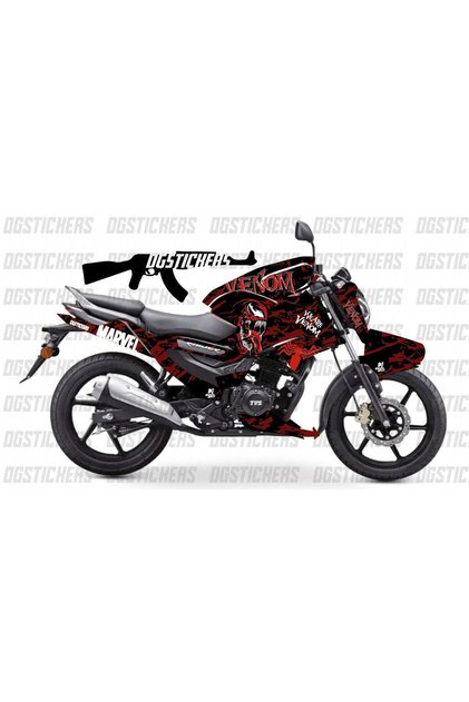 TVS Raider 125 Venom Kırmızı Tasarım Sticker Etiket Modeli