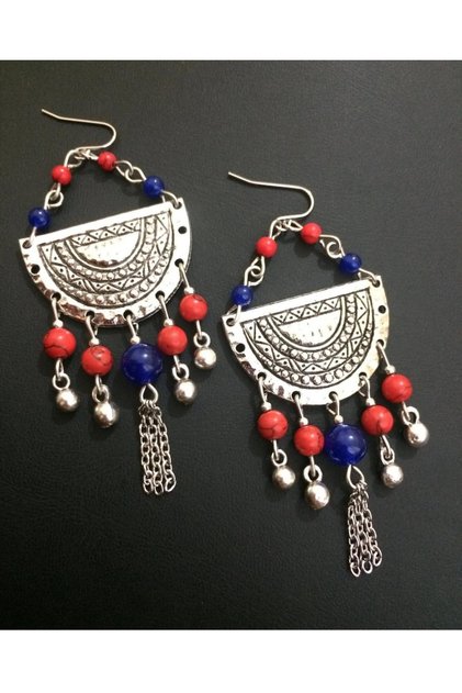 Authentic Handcrafted Earrings with Crimped Howlite and Ceyt Stones
