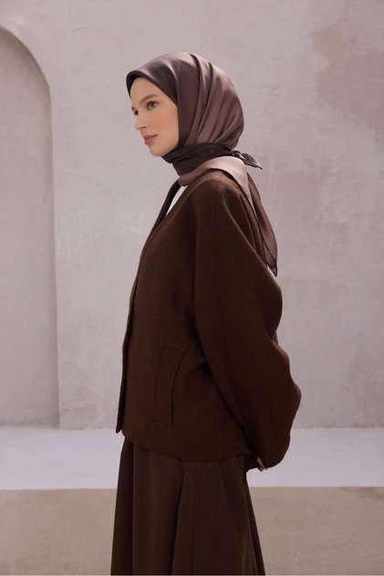 DEGRADE DESEN İPEK EŞARP 4224D (TWILL) KAHVE - 82