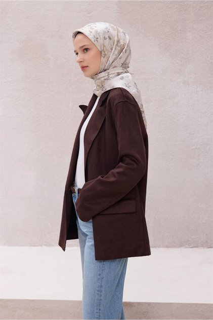 Taş Çiçek Desen %100 Twill İpek Eşarp 4210 - 82