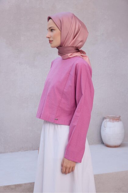 Tivil Saf İpek Eşarp 4211 - 03 Pembe Degrade Desen