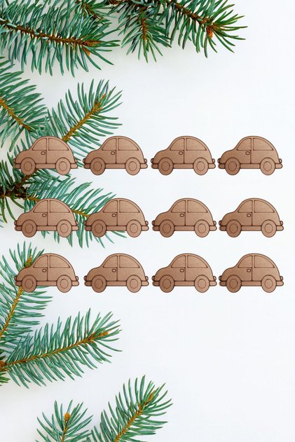 Paintable 12 Pieces Small Car Wooden Mdf Preschool Activity Wall Decoration Object