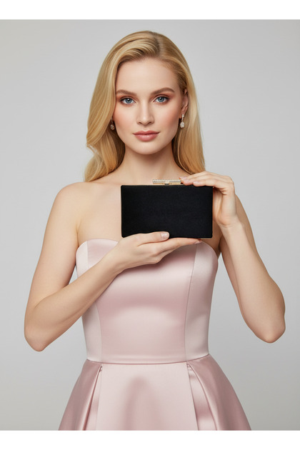 Black Gold Luxury Suede Chain Handle Women Evening Dress Bag Wedding Engagement Graduation