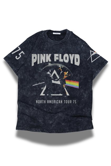 تي شيرت للجنسين بشعار Pink Floyd 71، قابل للغسل، مطبوع قطعة، تي شيرت عتيق الطراز بطابع فرقة الروك قصة فضفاضة