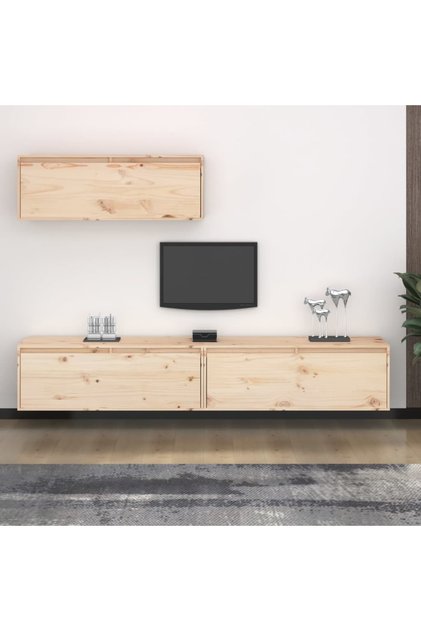 TV Cabinets 3 pcs Solid Wood Pine