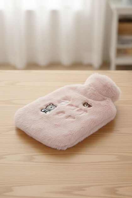 ® Pink Plush Hot Water Bag with Lighted Teddy Bear Figure 1 Lt – Soft Cover, Long-Lasting Warmth