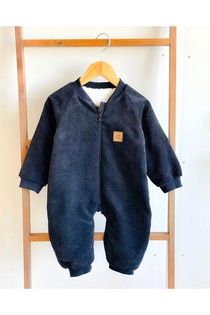 Fitilli kadife kumaş içi welsoft boydan fermuarlı dış giyim tulum