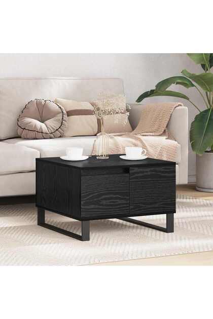 Coffee Table Black Oak 55 x 55 x 36.5 cm Engineered Wood