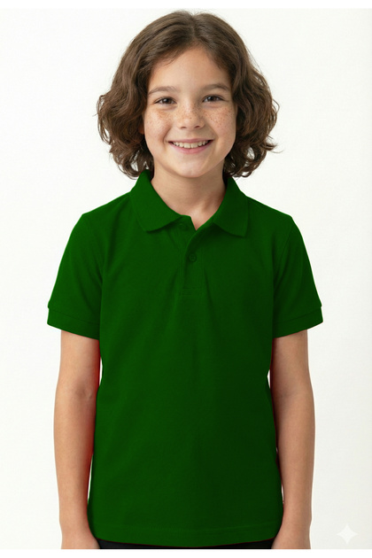 Children's Polo Neck School T-Shirt Polo Fabric School Clothing - Nefti Green