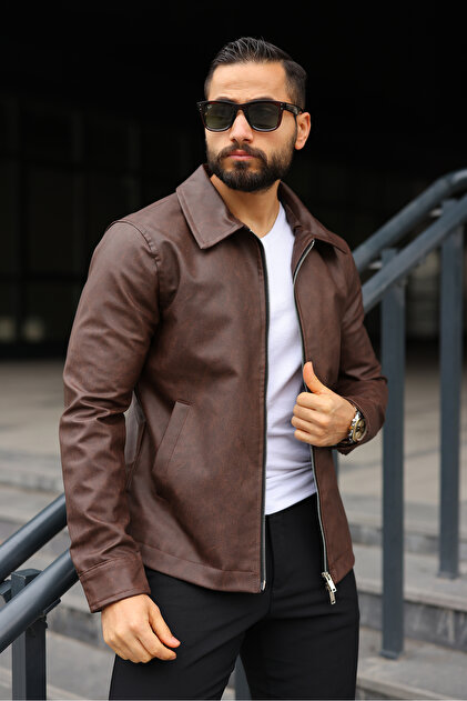 Antique Vintage Double Zipper Design Leather Jacket