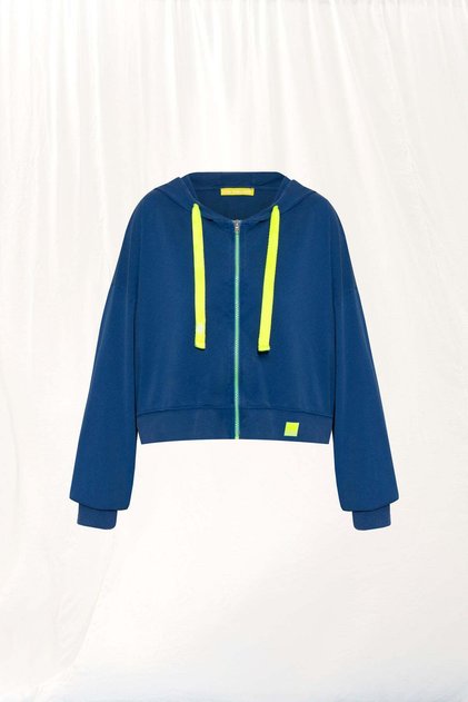 Mavi Slogan Baskili Kapüsonlu Sweatshirt 17362