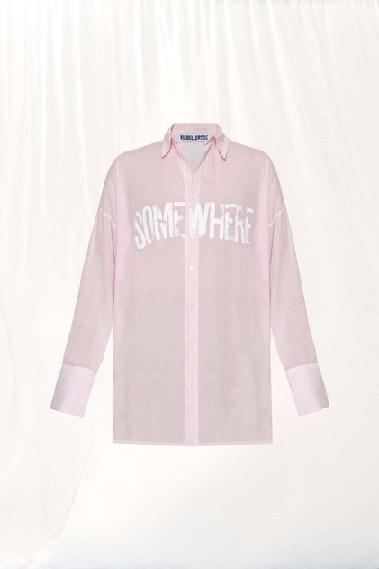 Powder Pink Printed Thin Shirt 17324