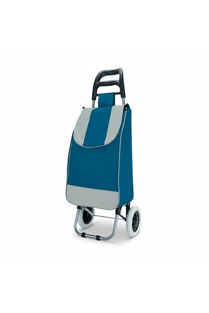 Shopping cart with fabric basket and wheels – blue