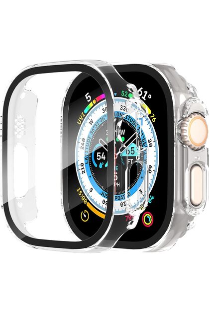 2-Pack for Apple Watch Ultra 3/2/1 49mm Case, Ultra-Thin Tempered Glass Screen Protector