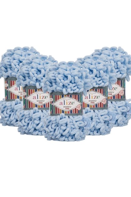 Fine Hand Knitting Yarn 5 Pack - 218 Baby Blue - 100 Gr. 14.5 Mt. Finger Knitting Yarn