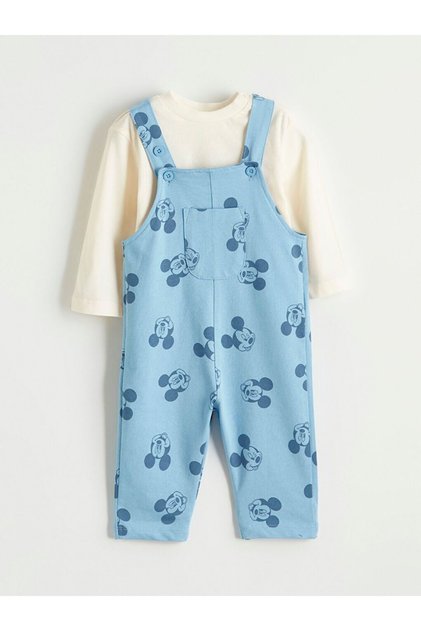 Lcw Baby Mickey Mouse Printed Baby Boy Salopet and T-Shirt