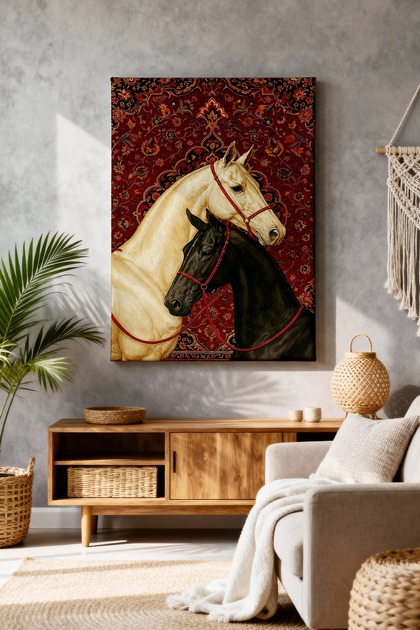 SİYAH BEYAZ AT CANVAS TABLO