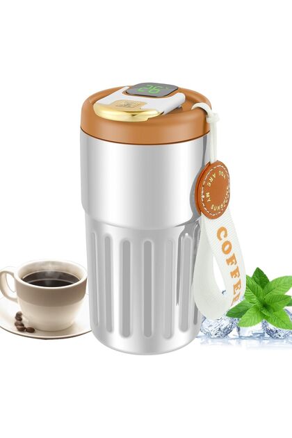 450ml Insulated Travel Coffee Mug with Temperature Display Double-Walled Stainless-Steel Thermos.