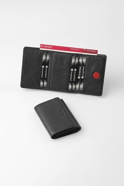 Genuine Leather Unisex Wallet with Hidden Magnet Detail - 13708 - Black