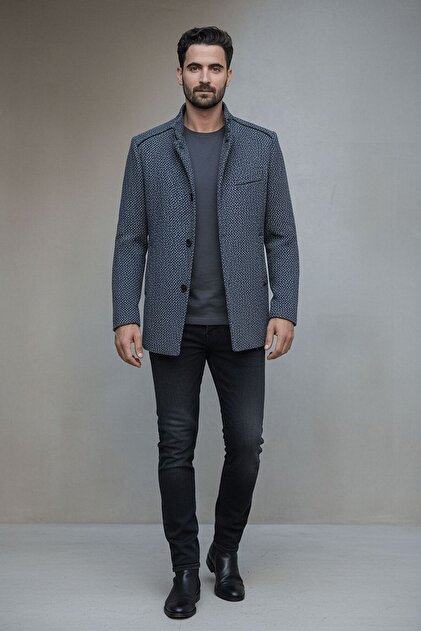 Karteks Men's Half-Collar Coat- Trendyol