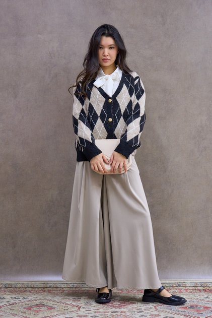 Cream Pleated Polyviscose Trousers